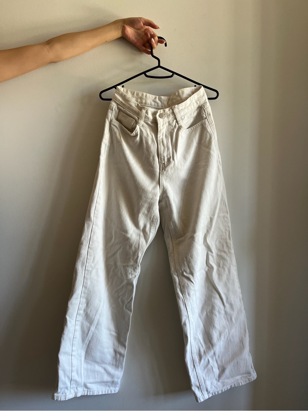 High-Rise Wide Leg White Jeans